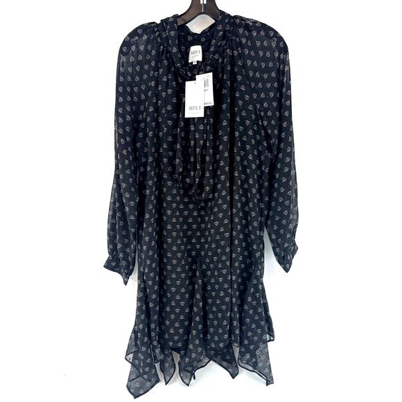 Misa Women's Black Lapis Eye Cindy Floral Mini Dress Size M - Picture 4 of 11